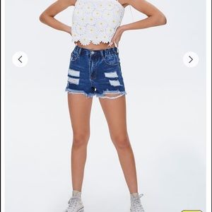 NWT distressed high-rise denim shorts